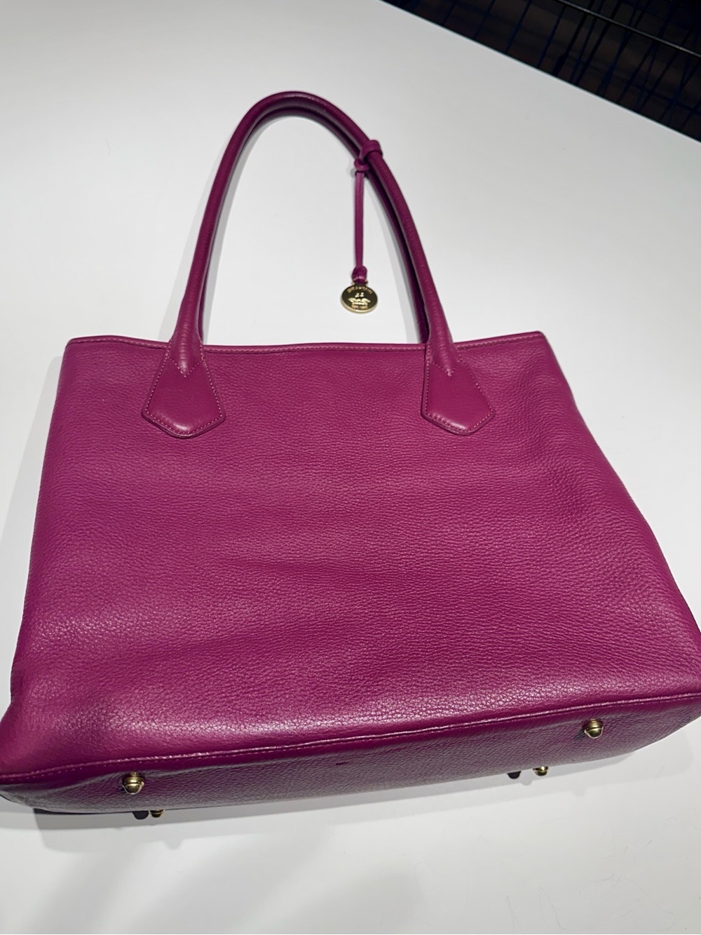 Brahmin Pebbled Leather Magenta Tote Bag - Vintage